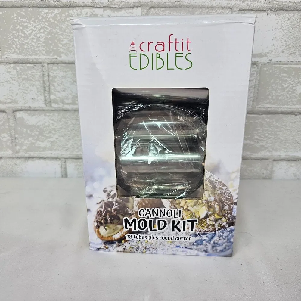 Craftit Edibles Cannoli Mold Kit 18 Stainless Steel Tubes Round Cutter New